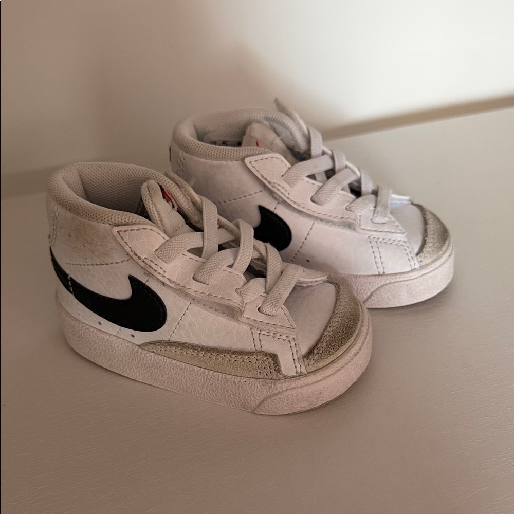 Nike Kids White and Black High-Top Sneakers